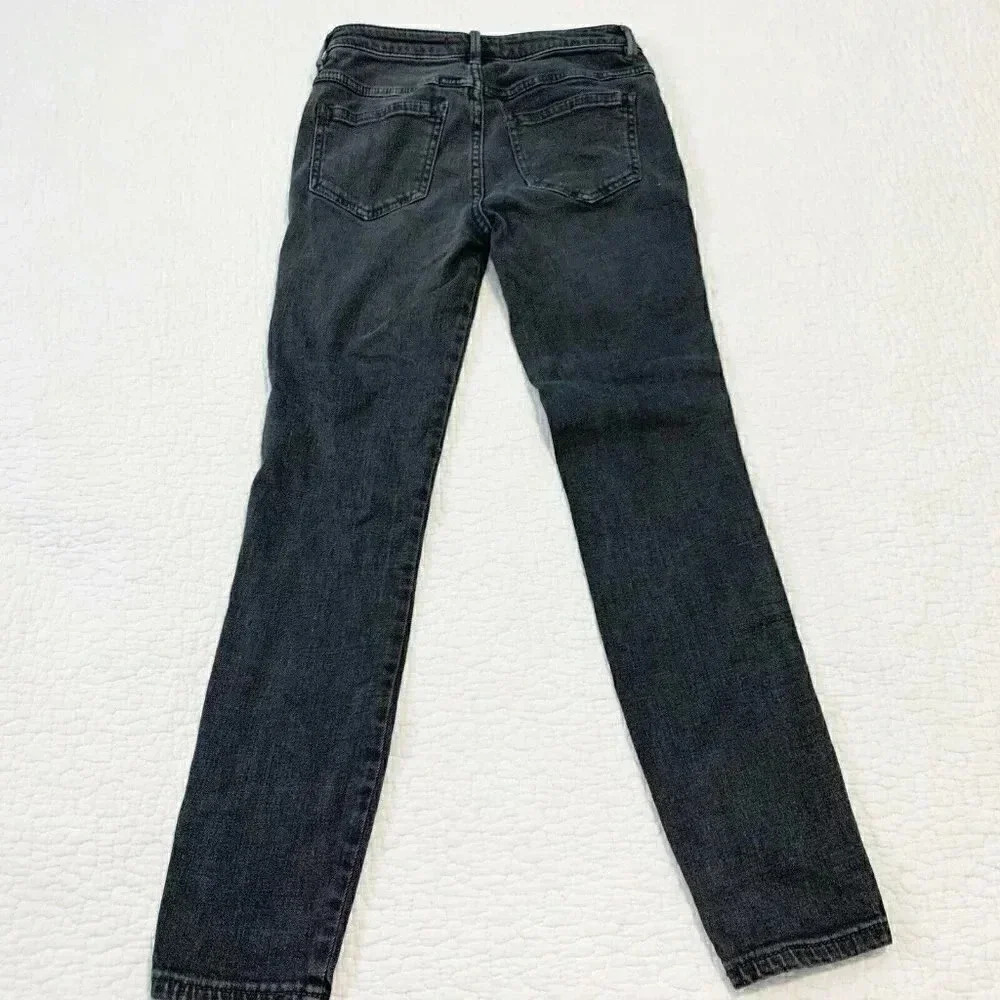 Free People Skinny Faded Black Jeans Button Fly - Picture 3 of 4